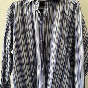 Bugatchi Striped Dress Shirt in Blue, White, Purple